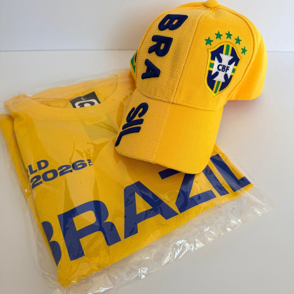 Brazil FIFA World Cup 2026 Bundle: Adjustable Cap + T-Shirt Size L NWT CBF